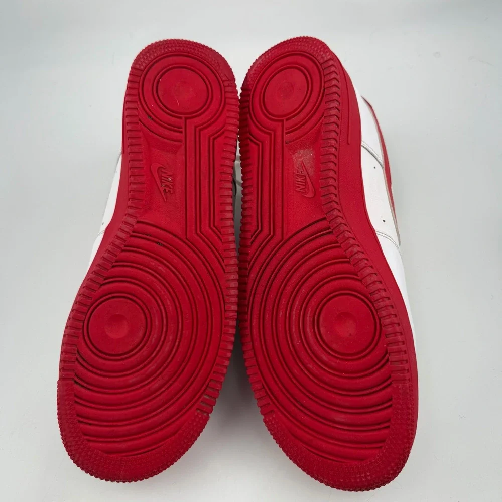 Nike Men’s Air Force 1 ‘07 - SZ 11 - White Red Lace-Up Low Top Shoes Sneakers